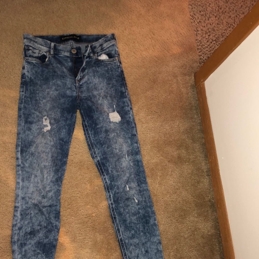 Express Jeans High Rise Dark/Light wash Size 2s
